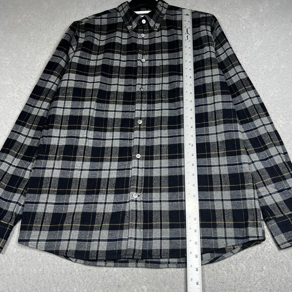 Norse Projects Anton Flannel Shirt Size Medium Gray Plaid Long Sleeve Button Up - Picture 7 of 14